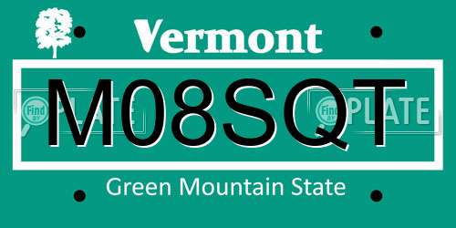 M08SQT Vermont License Plate