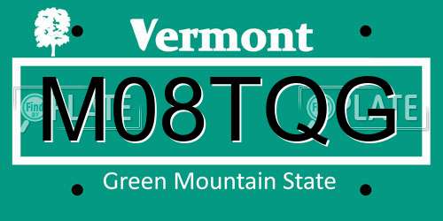 M08TQG Vermont License Plate