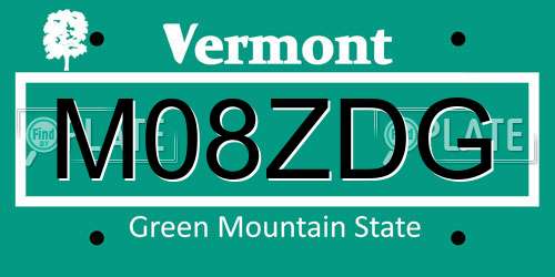 M08ZDG Vermont License Plate