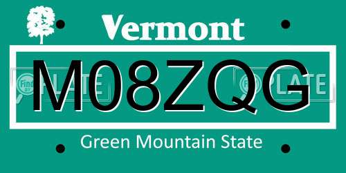 M08ZQG Vermont License Plate