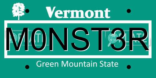 M0NST3R Vermont License Plate