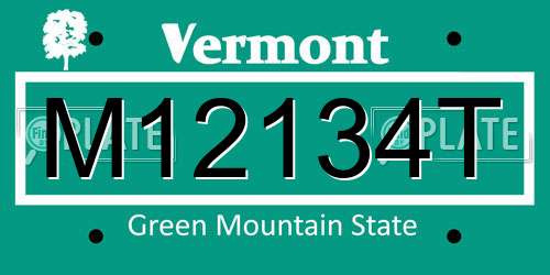 M12134T Vermont License Plate