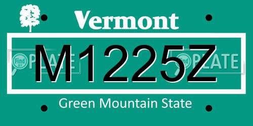 M1225Z Vermont License Plate