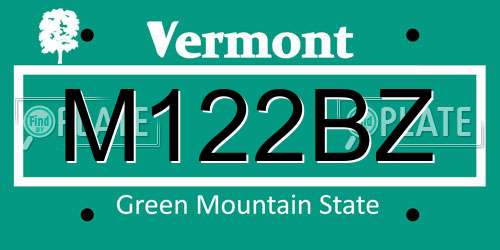 M122BZ Vermont License Plate