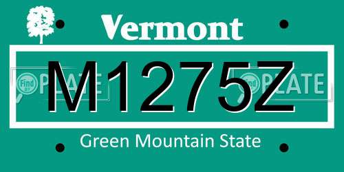 M1275Z Vermont License Plate