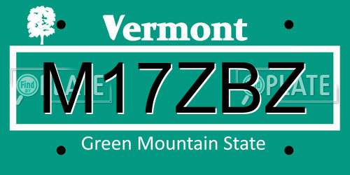 M17ZBZ Vermont License Plate
