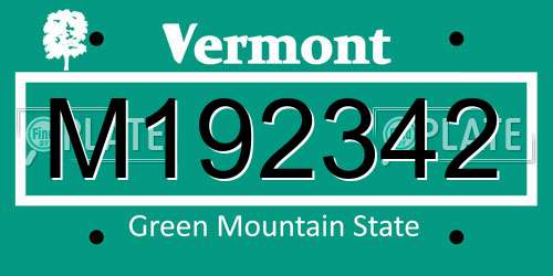 M192342 Vermont License Plate