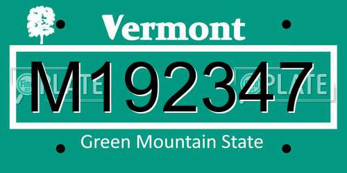 M192347 Vermont License Plate