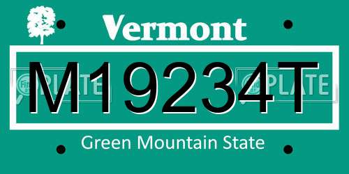 M19234T Vermont License Plate