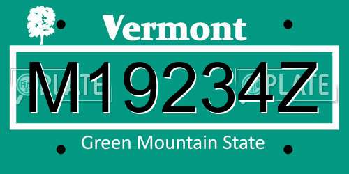 M19234Z Vermont License Plate