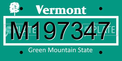 M197347 Vermont License Plate