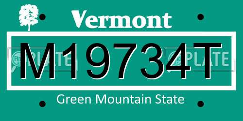 M19734T Vermont License Plate