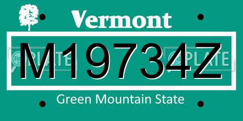 M19734Z Vermont License Plate