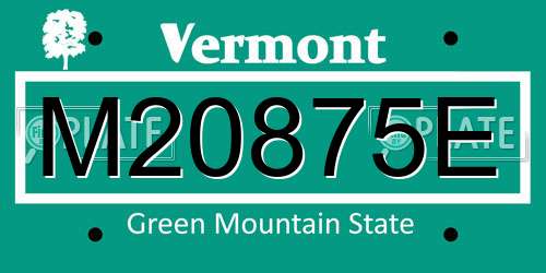 M20875E Vermont License Plate