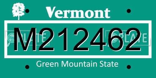 M212462 Vermont License Plate