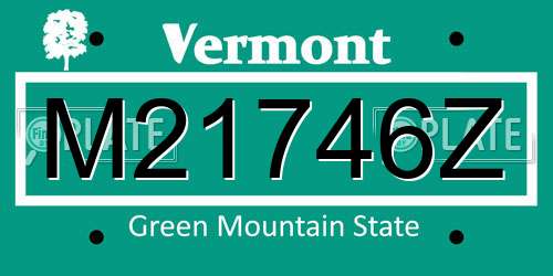 M21746Z Vermont License Plate