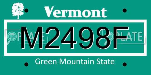 M2498F Vermont License Plate