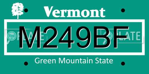 M249BF Vermont License Plate