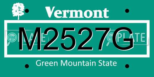 M2527G Vermont License Plate