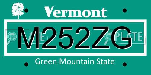 M252ZG Vermont License Plate