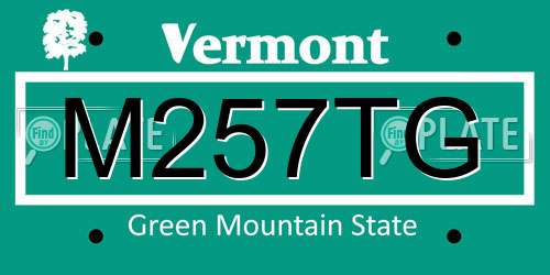 M257TG Vermont License Plate