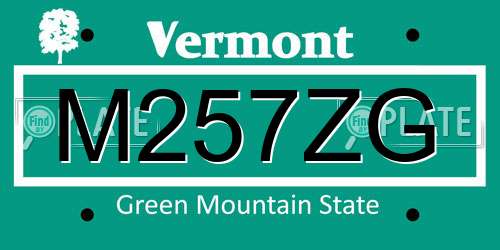 M257ZG Vermont License Plate