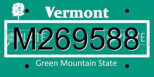 M269588 Vermont License Plate
