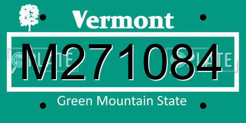 M271084 Vermont License Plate