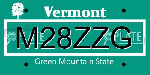 M28ZZG Vermont License Plate