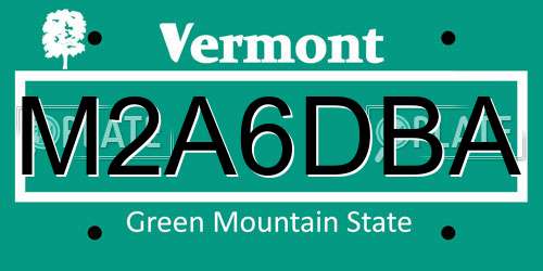 M2A6DBA Vermont License Plate