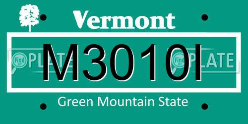 M3010I Vermont License Plate