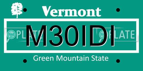 M30IDI Vermont License Plate