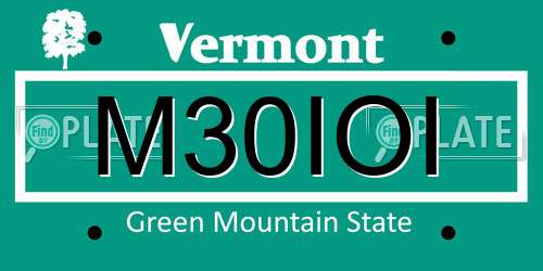 M30IOI Vermont License Plate