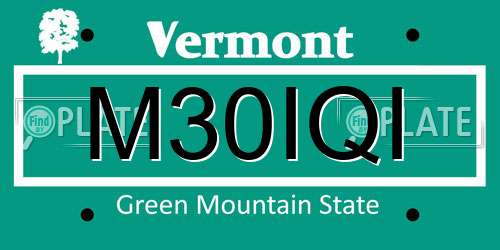 M30IQI Vermont License Plate