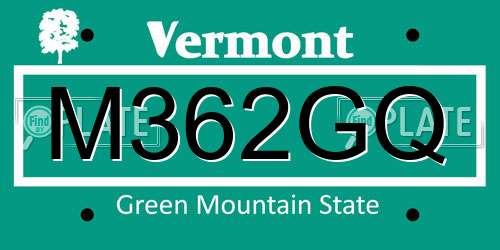 M362GQ Vermont License Plate