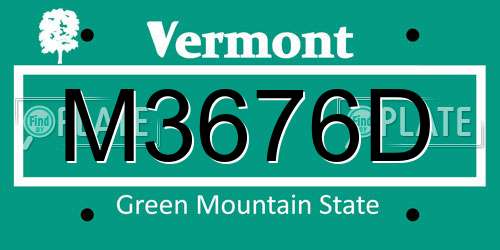 M3676D Vermont License Plate