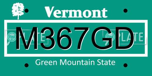M367GD Vermont License Plate