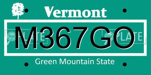 M367GO Vermont License Plate