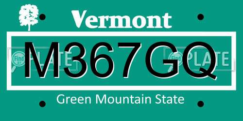 M367GQ Vermont License Plate