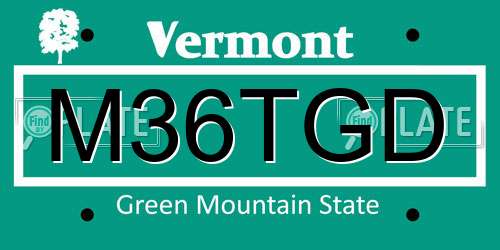 M36TGD Vermont License Plate