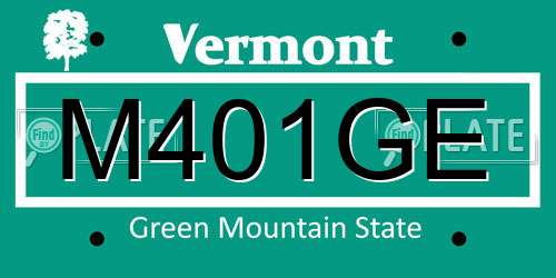 M401GE Vermont License Plate