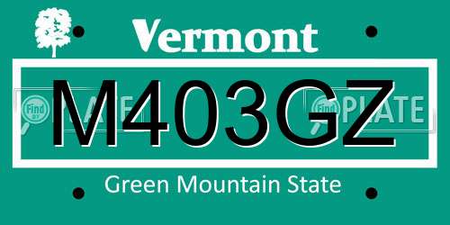M403GZ Vermont License Plate