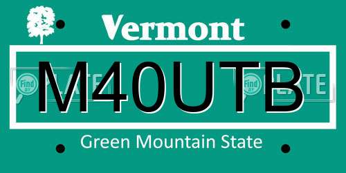 M40UTB Vermont License Plate