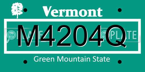 M4204Q Vermont License Plate