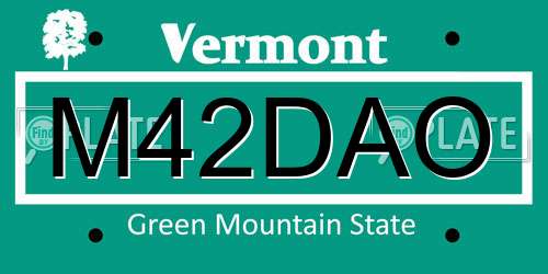 M42DAO Vermont License Plate