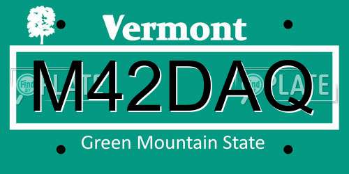 M42DAQ Vermont License Plate