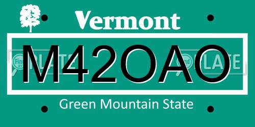 M42OAO Vermont License Plate