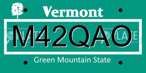 M42QAO Vermont License Plate
