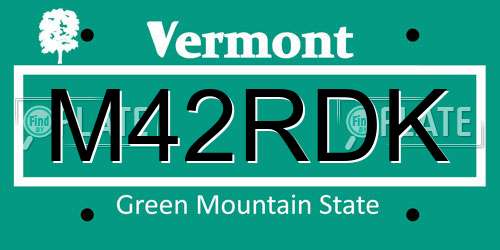M42RDK Vermont License Plate