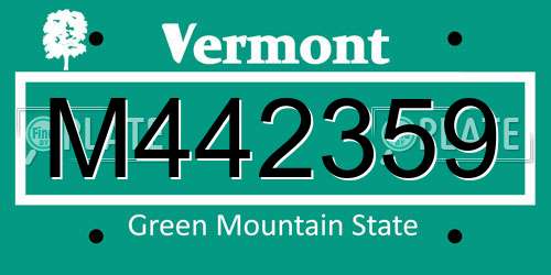 M442359 Vermont License Plate